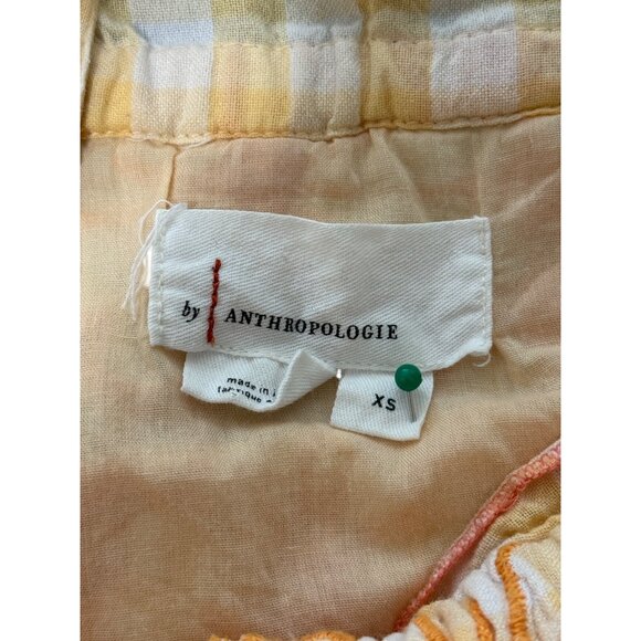 Anthropologie Embroidered Sleeveless Top Cutout Tank Yellow Orange Floral  XS - Picture 4 of 7